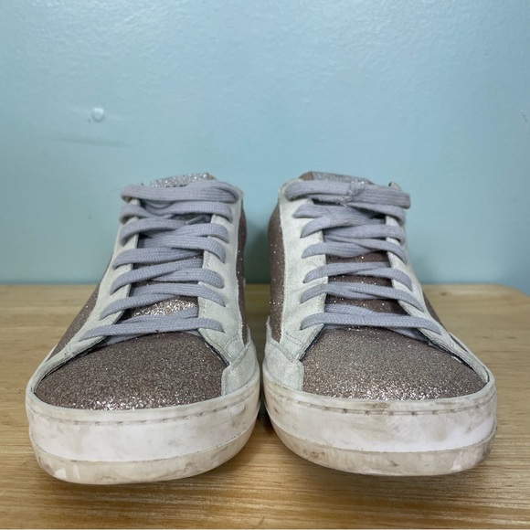 P448 Glitter Accents Sneakers Lop Top Glittery Shiny Size 41 - Picture 3 of 8